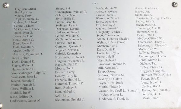 BATES COUNTY VETERANS TRIBUTE MEMORIAL PLAQUE G