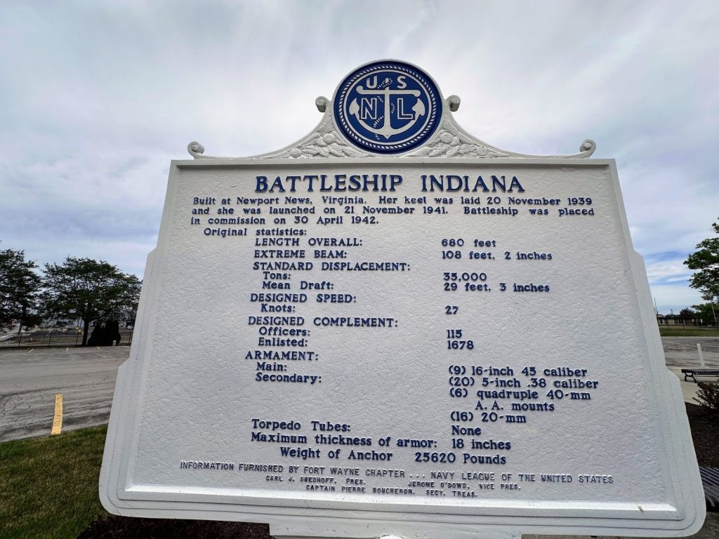 BATTLESHIP INDIANA WAR MEMORIAL MARKER