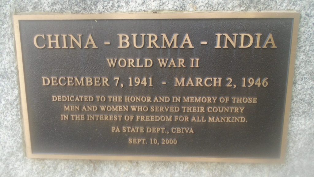 CHINA-BURMA-INDIA VETERANS WAR MEMORIAL PLAQUE A
