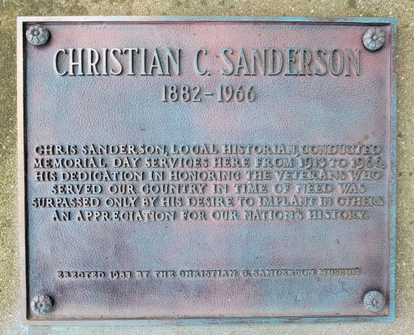 CHRISTIAN C. SANDERSON MEMORIAL PLAQUE