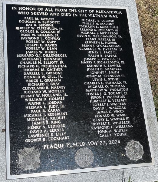 CITY OF ALEXANDRIA VIETNAM WAR MEMORIAL PLAQUE