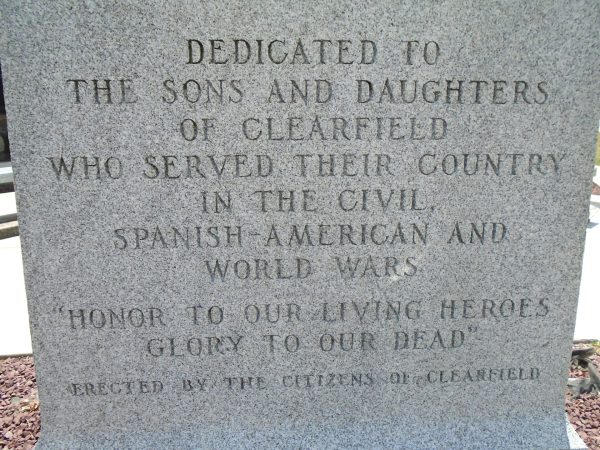 CLEARFIELD WAR VETERANS MEMORIAL STONE A