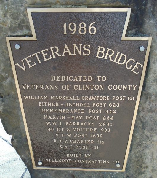 CLINTON COUNTY VETERANS BRIDGE MEMORIAL PLAQUE