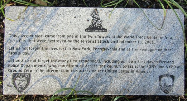 EAST HAVEN SEPTEMBER 11, 2001 MEMORIAL PLAQUE