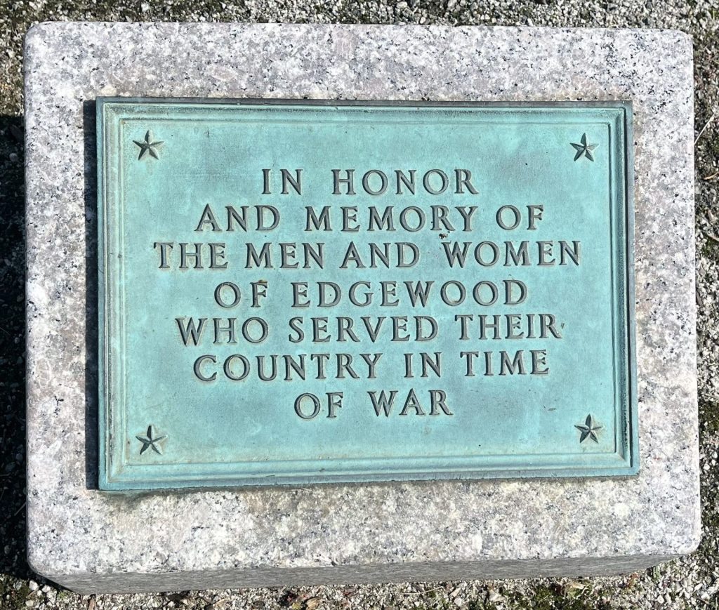EDGEWOOD WAR VETERANS MEMORIAL FLAGPOLE PLAQUE