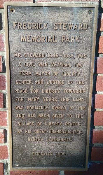 FREDRICK STEWARD MEMORIAL PARK PLAQUE