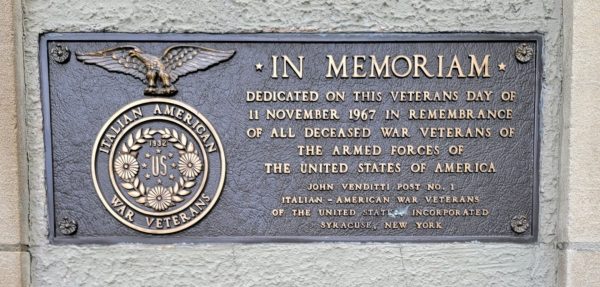 JOHN VENDITTI POST NO. 1 IN MEMORIAM PLAQUE