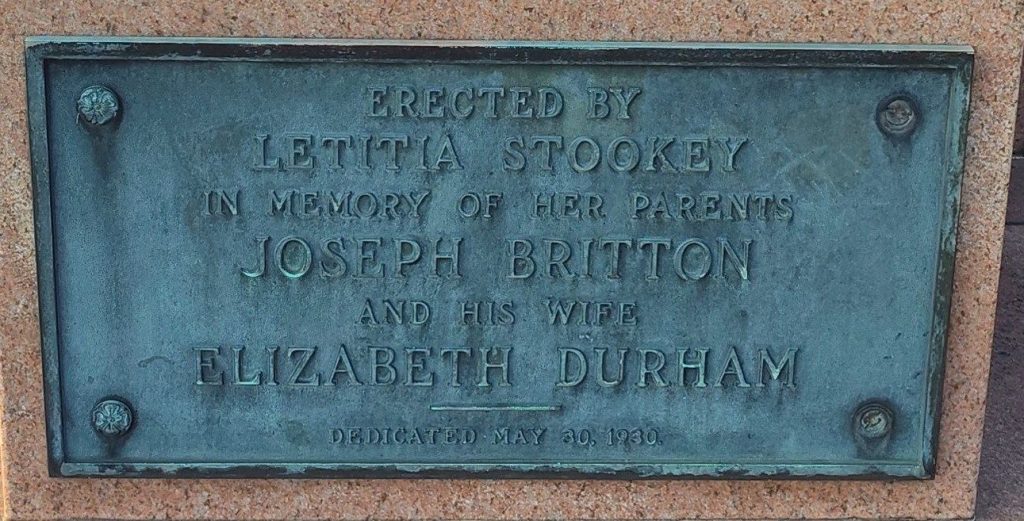 LETITIA STOOKEY CIVIL WAR MEMORIAL PLAQUE