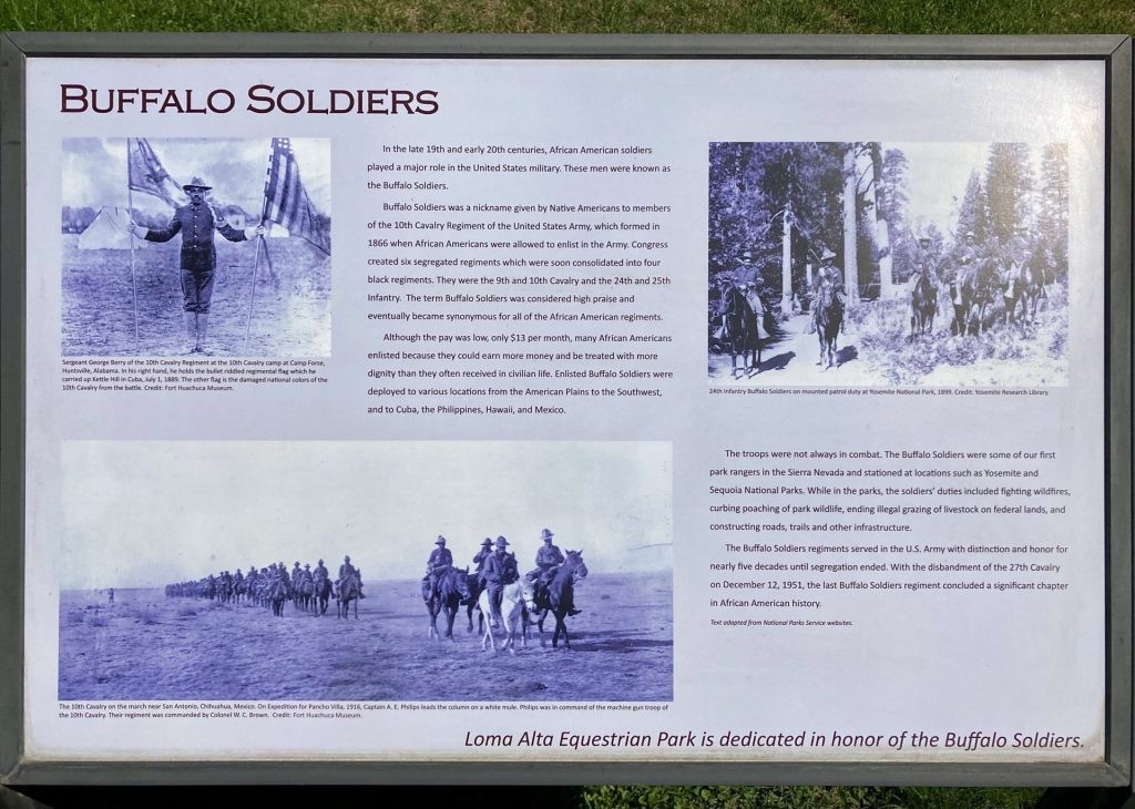 LOMA ALTA EQUESTRIAN PARK BUFFALO SOLDIERS WAR MEMORIAL PLAQUE
