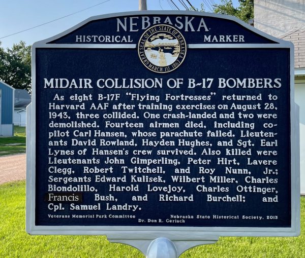 MIDAIR COLLISION OF B-17 BOMBERS WAR MEMORIAL MARKER