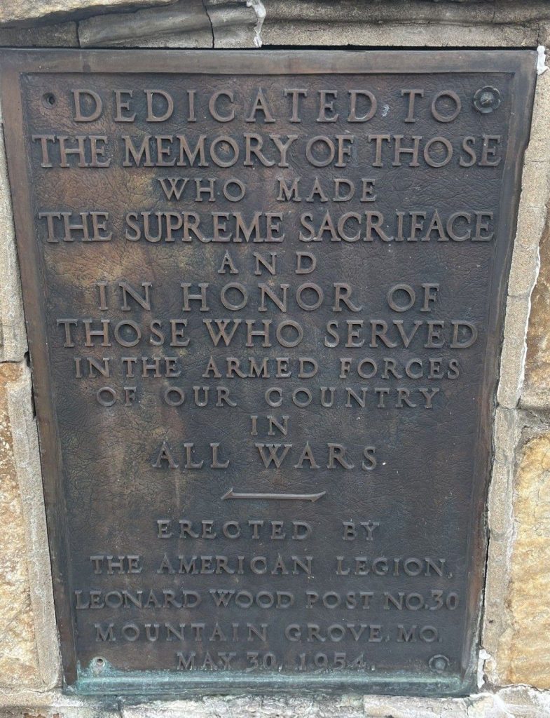 MOUNTAIN GROVE ALL WARS VETERANS MEMORIAL PLAQUE FLAGPOLE