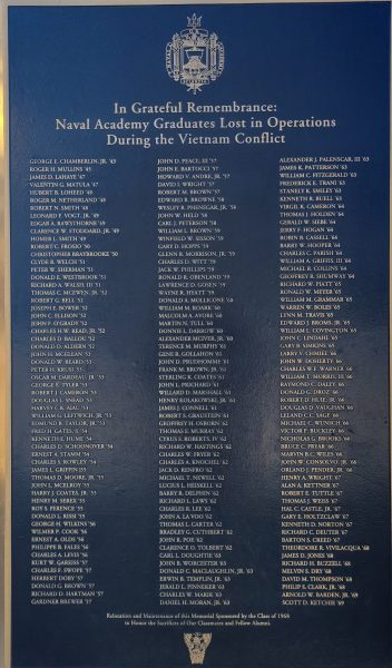NAVAL ACADEMY GRADUATES LOST IN VIETNAM MEMORIAL PLAQUE