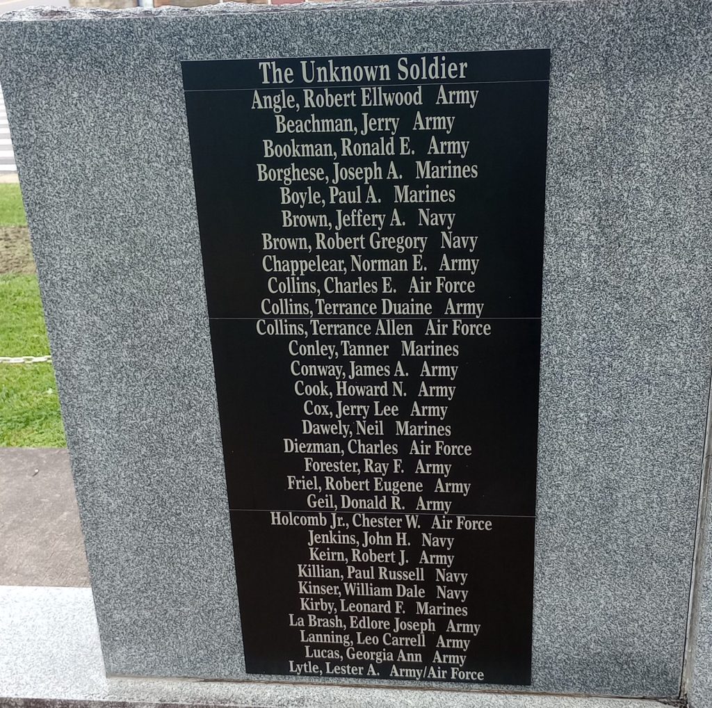 NEW STRAITSVILLE AND THE SURROUNDING AREA VETERANS MEMORIAL BACK PLAQUE A