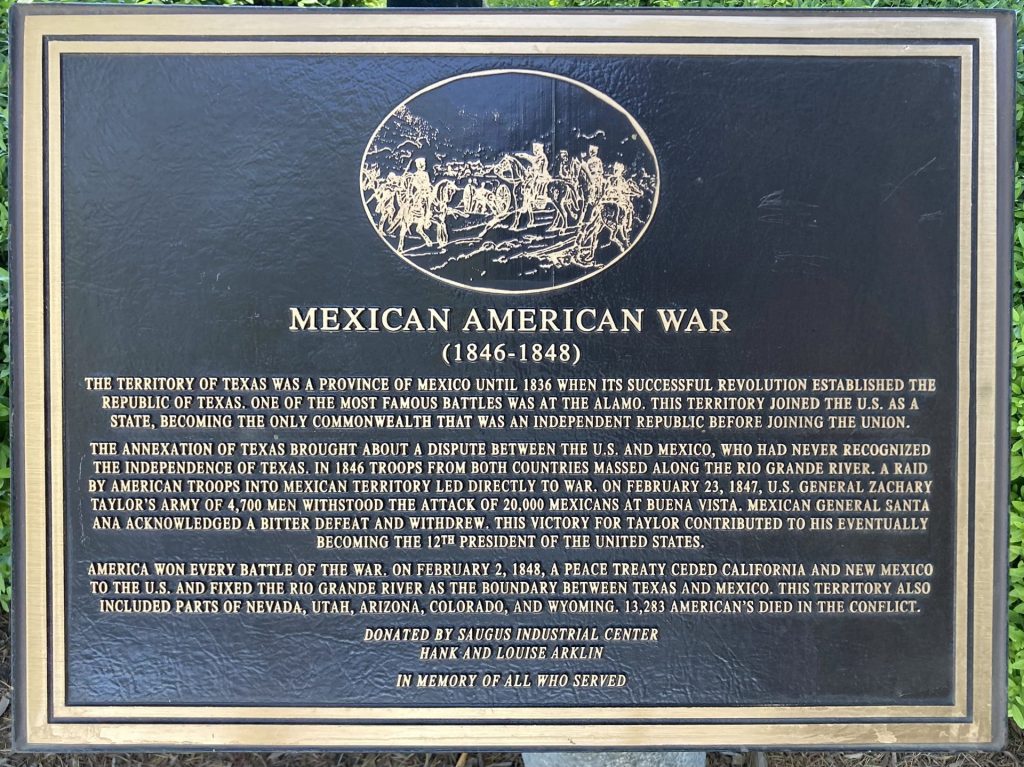 NEWHALL MEXICAN AMERICAN WAR MEMORIAL PLAQUE