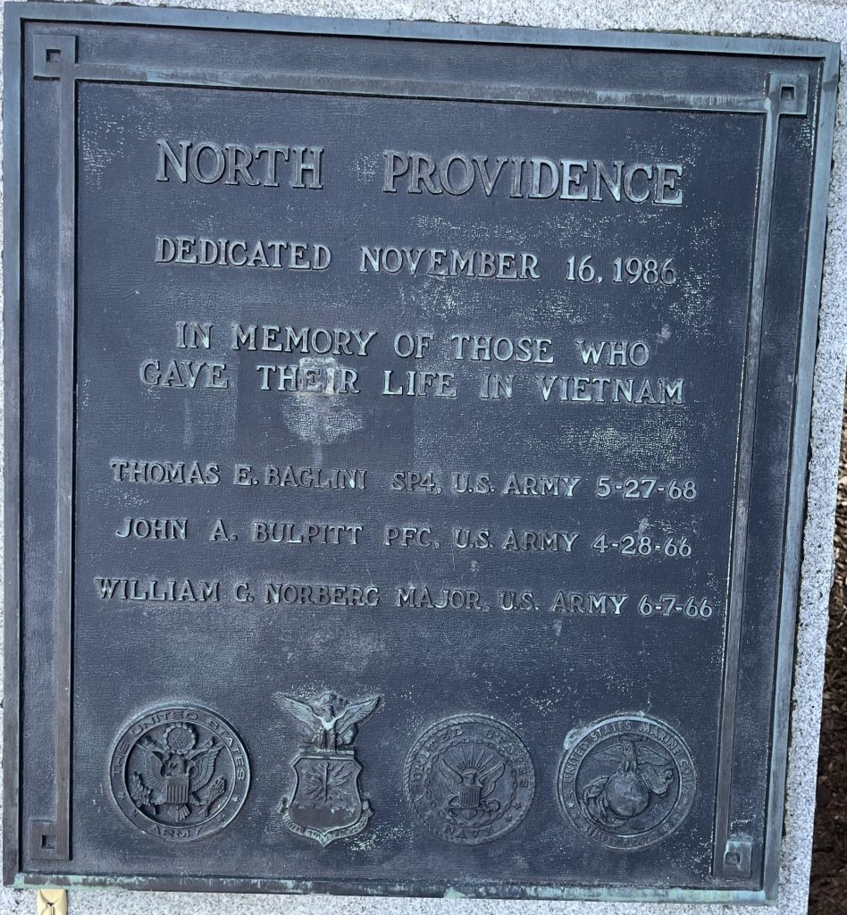 NORTH PROVIDENCE SUPREME SACRIFICE VIETNAM WAR MEMORIAL PLAQUE