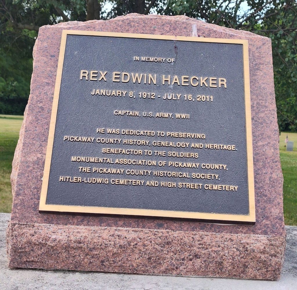 REX EDWIN HAECKER WAR MEMORIAL PLAQUE