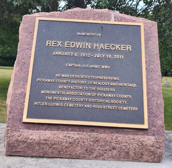 REX EDWIN HAECKER WAR MEMORIAL PLAQUE