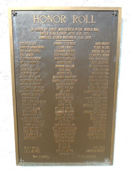 SANDY LAKE WORLD WAR HONOR ROLL MEMORIAL PLAQUE