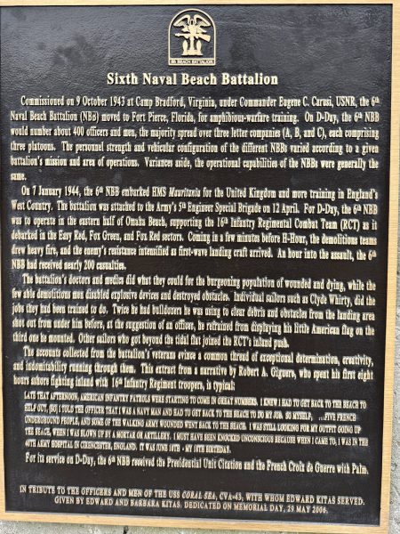 SIXTH NAVAL BEACH BATTALION WAR MEMORIAL PLAQUE