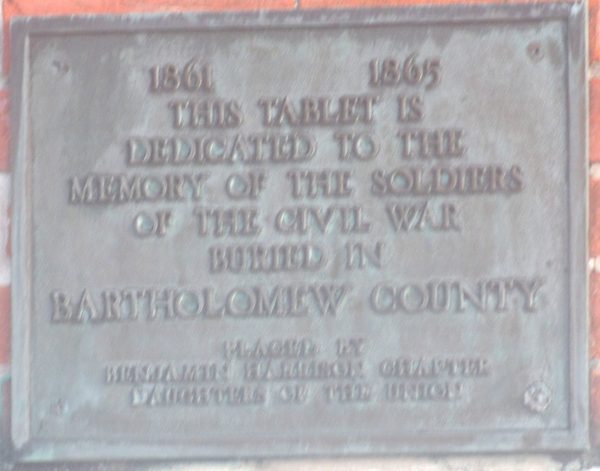 SOLDIERS OF THE CIVIL WAR BURIED IN BARTHOLOMEW COUNTY MEMORIAL PLAQUE