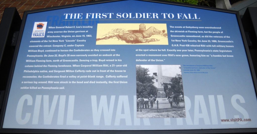 THE FIRST SOLDIER TO FALL WAR MEMORIAL MARKER