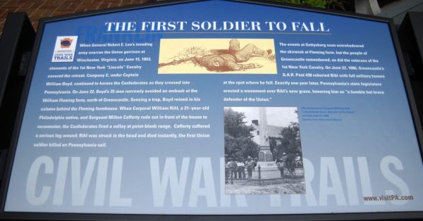 THE FIRST SOLDIER TO FALL WAR MEMORIAL MARKER