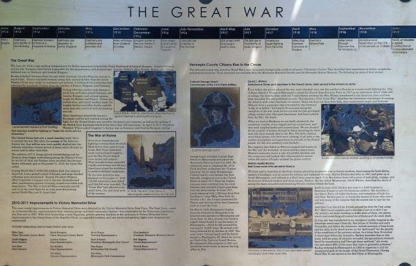 THE GREAT WAR MEMORIAL PLAQUE HENNEPIN COUNTY