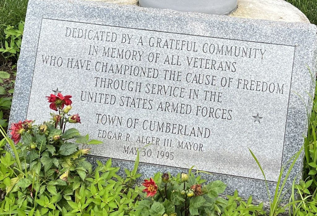 TOWN OF CUMBERLAND VETERANS MEMORIAL TABLET