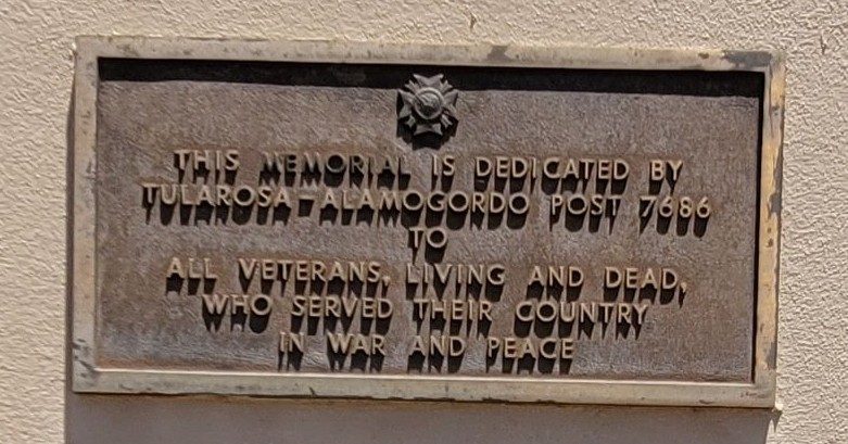 TULAROSA-ALAMORORDO POST 7686 ALL VETERANS MEMORIAL PLAQUE
