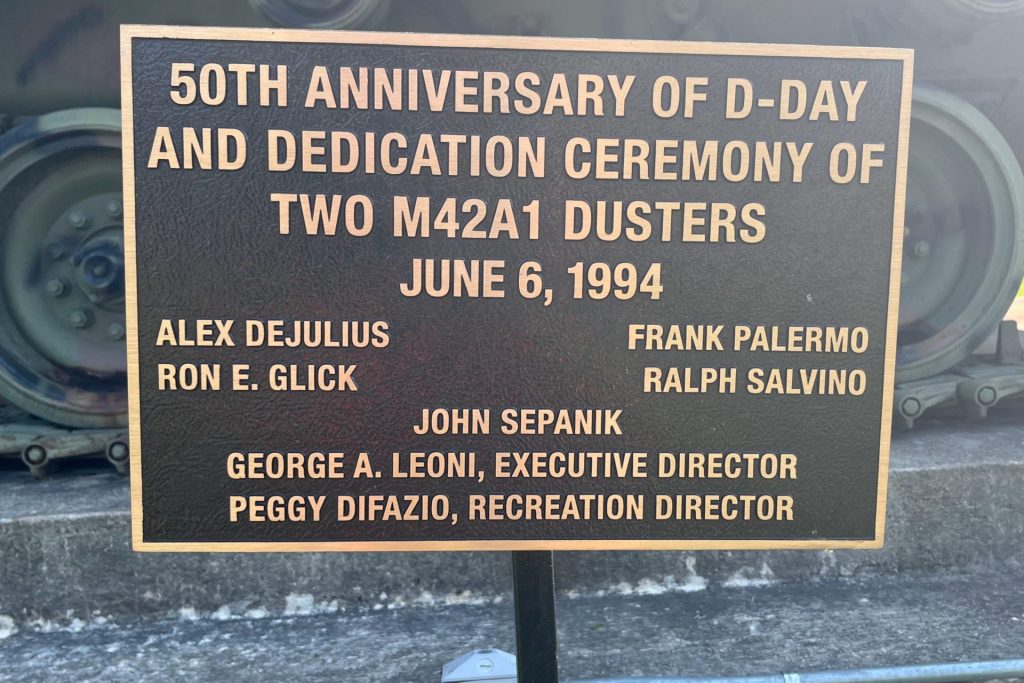 TWO M42A1 DUSTERS JUNE 6, 1994 MEMORIAL PLAQUE