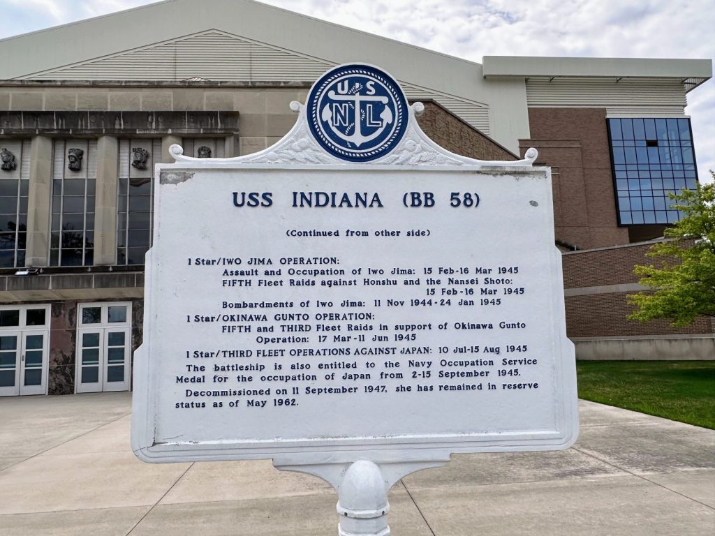 USS INDIANA (BB58) WAR MEMORIAL MARKER BACK