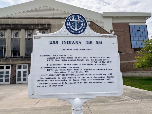 USS INDIANA (BB58) WAR MEMORIAL MARKER BACK