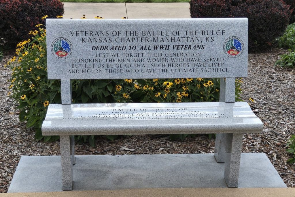 VETERANS OF THE BATTLE OF THE BULGE KANSAS CHAPTER WAR MEMORIAL BENCH FRONT