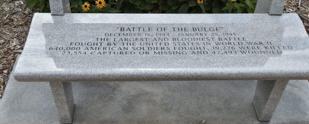 VETERANS OF THE BATTLE OF THE BULGE KANSAS CHAPTER WAR MEMORIAL BENCH SEAT