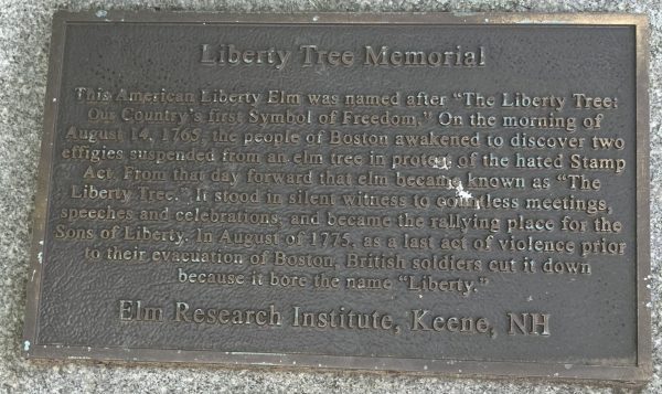 WARWICK LIBERTY TREE MEMORIAL PLAQUE