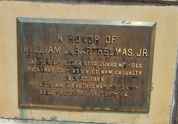 WILLIAM J. BARTHELMAS, JR. WAR MEMORIAL BELL TOWER PLAQUE
