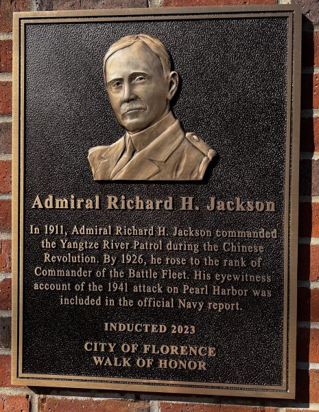 ADMIRAL RICHARD H. JACKSON WAR MEMORIAL PLAQUE