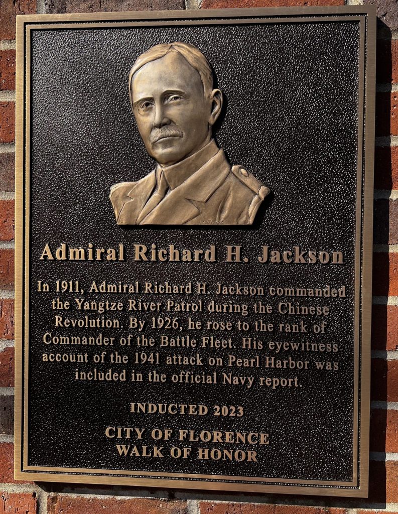 ADMIRAL RICHARD H. JACKSON WAR MEMORIAL PLAQUE
