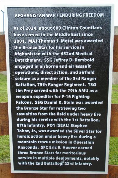 AFGHANISTAN WAR/ENDURING FREEDOM WAR MEMORIAL MURAL PLAQUE