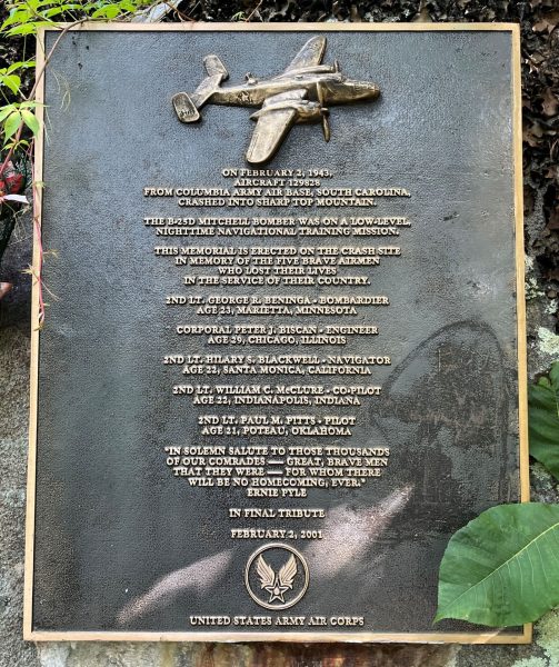 AIRCRAFT 129828 B-25D MITCHELL BOMBER CRASH MEMORIAL PLAQUE