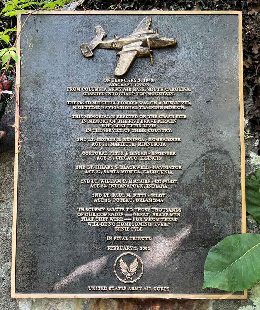 AIRCRAFT 129828 B-25D MITCHELL BOMBER CRASH MEMORIAL PLAQUE