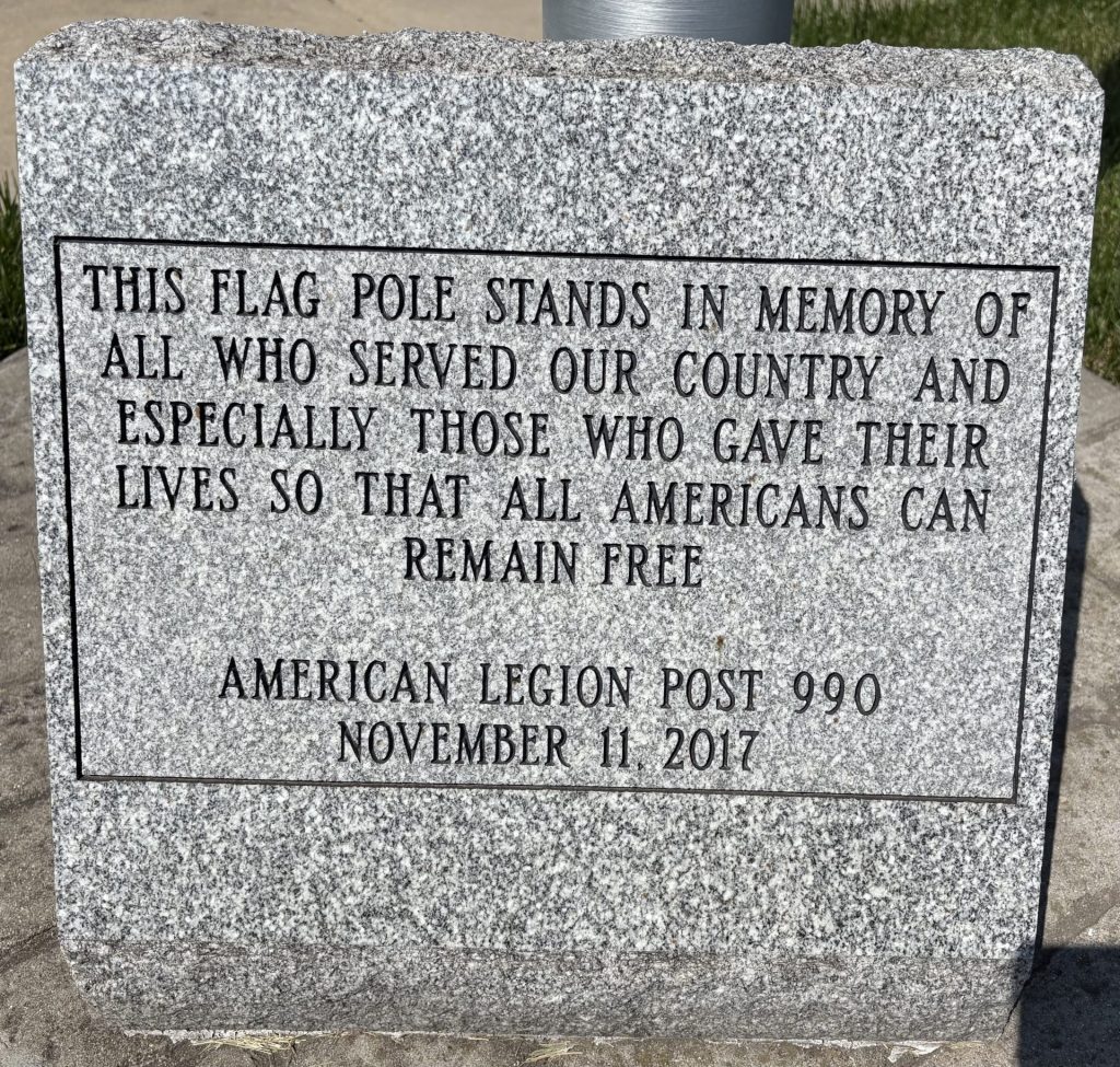 AMERICAN LEGION POST 990 FLAG POLE MEMORIAL STONE