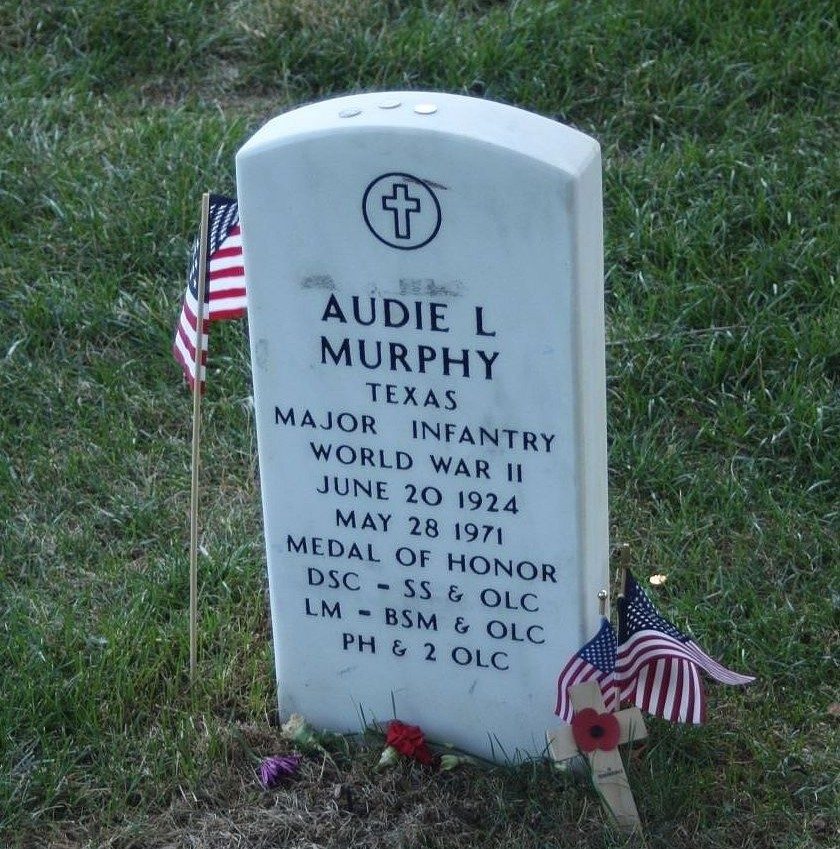 AUDIE L MUPRHY MEDAL OF HONOR WAR MEMORIAL GRAVESTONE