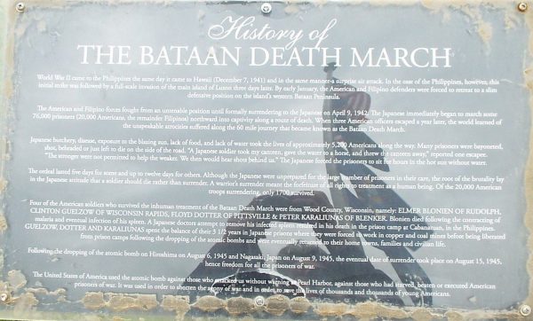 BATAAN DEATH MARCH MEMORIAL PLAQUE A