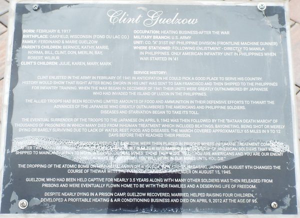 BATAAN DEATH MARCH MEMORIAL PLAQUE B