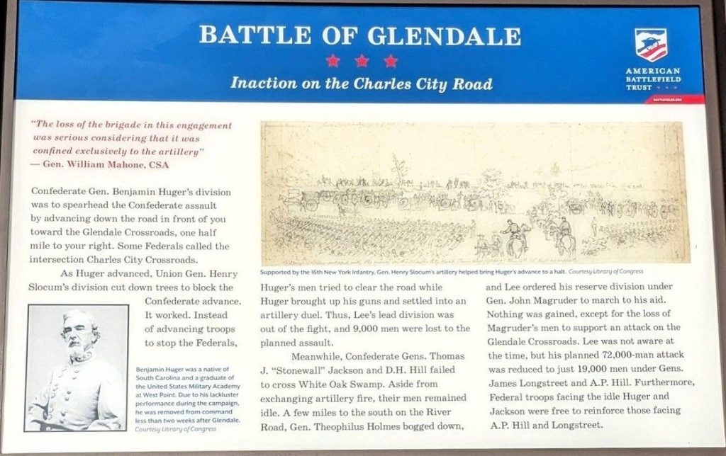 BATTLE OF GLENDALE INACTION WAR MEMORIAL PANEL