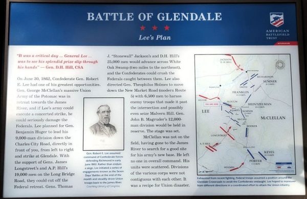 BATTLE OF GLENDALE LEE’S PLAN WAR MEMORIAL PANEL