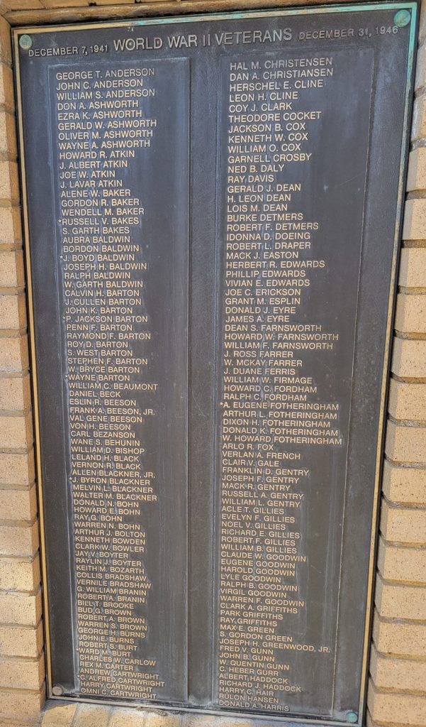 BEAVER VALLEY VETERANS WAR MEMORIAL PLAQUE B