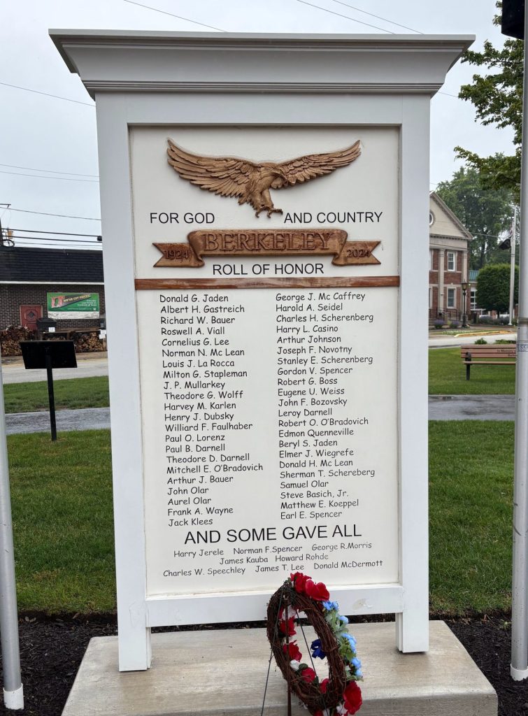 BERKELEY ROLL OF HONOR WAR MEMORIAL FRONT