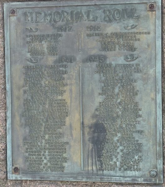 BLUE ISLAND MEMORIAL ROLL WORLD WARS MEMORIAL